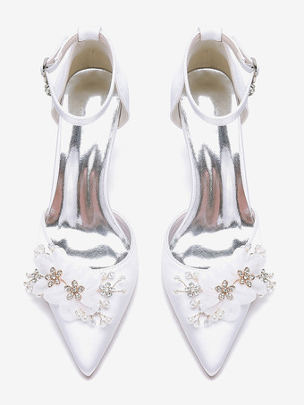 ウェディングシューズ ブライダルパンプス サテン ポインテッドトゥ