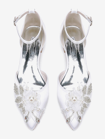 ブライダルシューズ ブライダルフラット サテン ポインテッドトゥ