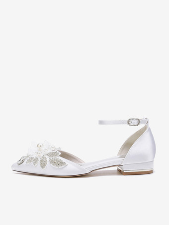 ブライダルシューズ ブライダルフラット サテン ポインテッドトゥ