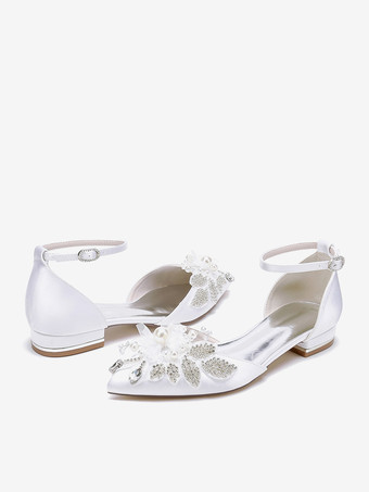 ブライダルシューズ ブライダルフラット サテン ポインテッドトゥ