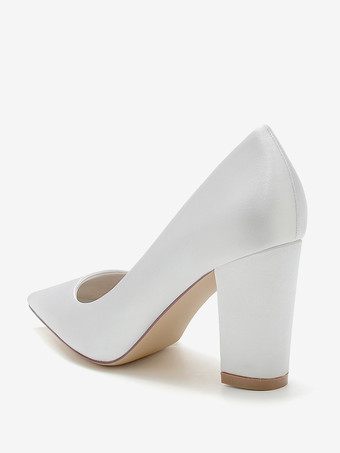 Zapatos de boda Tacones nupciales Satén Punta puntiaguda