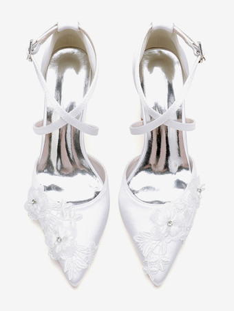 ウェディングシューズ ブライダルパンプス サテン ポインテッドトゥ