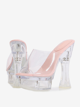 Sandali scorrevoli da donna Pantofole eleganti con plateau e punta aperta in PVC