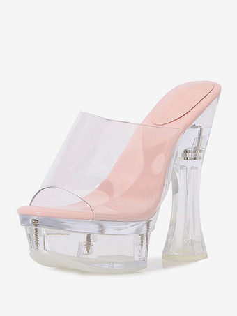 RosaSandali scorrevoli da donna Pantofole eleganti con plateau e punta aperta in PVC