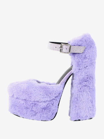 レディース ハイヒール プラットフォーム パンプス チャンキーヒール PUレザー