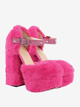 レディース ハイヒール プラットフォーム パンプス チャンキーヒール PUレザー