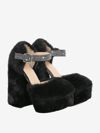 レディース ハイヒール プラットフォーム パンプス チャンキーヒール PUレザー