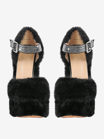 レディース ハイヒール プラットフォーム パンプス チャンキーヒール PUレザー