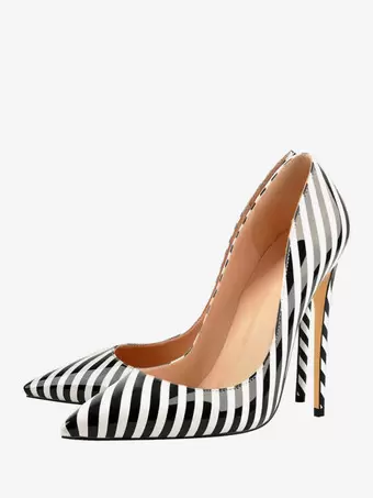 Escarpins bas a talons hauts pour femmes imprime zebre talon aiguille cuir PU