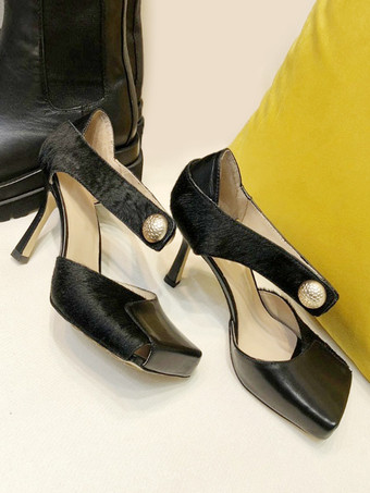 レディース ハイヒール ヴィンテージシューズ パンプス スティレットヒール ホースヘア