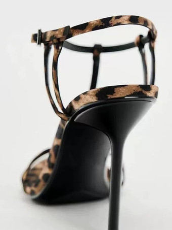 レディースヒールサンダル ラウンドトゥ スティレットヒールサンダル PUレザー