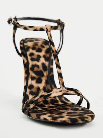 レディースヒールサンダル ラウンドトゥ スティレットヒールサンダル PUレザー