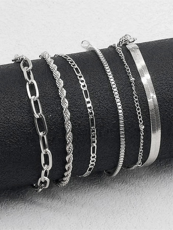 シルバー ブレスレット 多層ビーズ編みメッキ シックカジュアルブレスレット