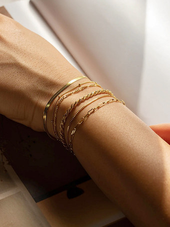 ブレスレット 多層ビーズ編みメッキ シックカジュアルブレスレット