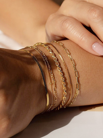 ゴールド ブレスレット 多層ビーズ編みメッキ シックカジュアルブレスレット