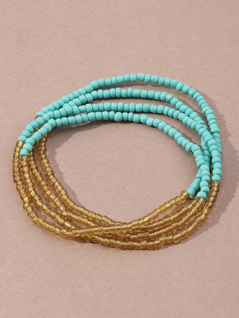 ボヘミアン アンクレット コルフル ビーズ レイヤード ビキニ アンクル ブレスレット