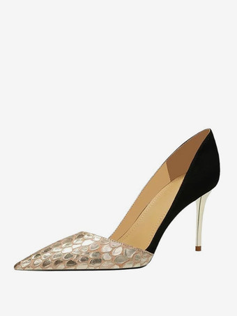 High Heel Dress Shoes Suede Patchwork Designed Slip On Pumps