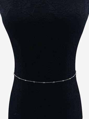 シルバー ボディチェーン ビーズ ループリンク ビキニ バケーション ベリーチェーン