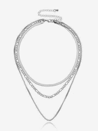 シルバー ネックレス マルチレイヤー ヒップホップ ブライトチェーン 衣類 ギフトネックレス