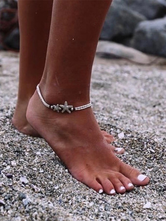 シルバー アンクレット ビーズ ヒトデ シンプル シック 万能 アンクル ブレスレット