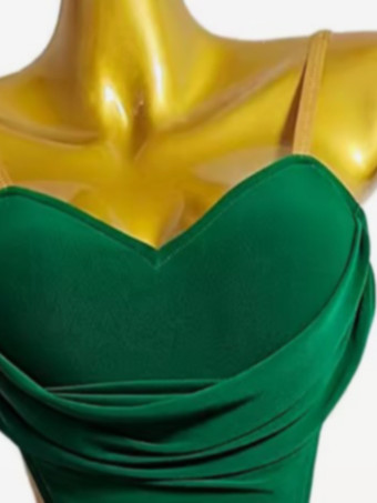 ラテンダンスコスチューム グリーン レディース セクシー ライクラ スパンデックス ドレス ダンスコスチューム