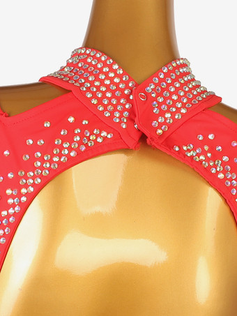 ラテンダンスコスチューム ブラック レディース スプリットフロント スパンコール ライクラ スパンデックス ドレス ダンスコスチューム