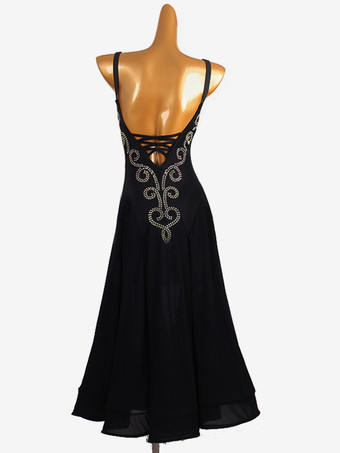 社交ダンス衣装 黒 レディース セクシー ライクラ スパンデックス ドレス ダンスドレス