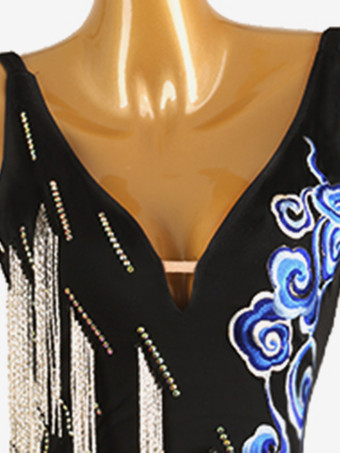 社交ダンス衣装 黒 レディース セクシー ライクラ スパンデックス ドレス ダンスドレス