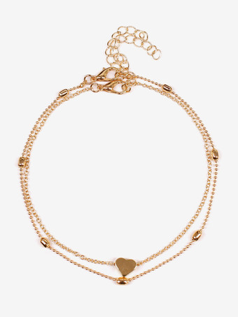 アンクレット レイヤード ハート ビーズ ループ リンク ビキニ アンクル ブレスレット