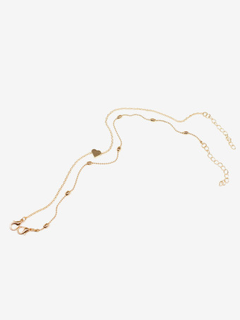 アンクレット レイヤード ハート ビーズ ループ リンク ビキニ アンクル ブレスレット