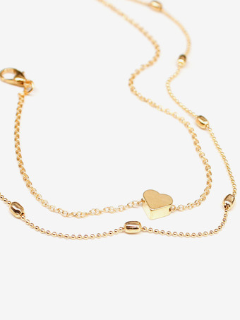 アンクレット レイヤード ハート ビーズ ループ リンク ビキニ アンクル ブレスレット