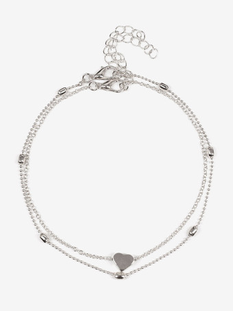 アンクレット レイヤード ハート ビーズ ループ リンク ビキニ アンクル ブレスレット