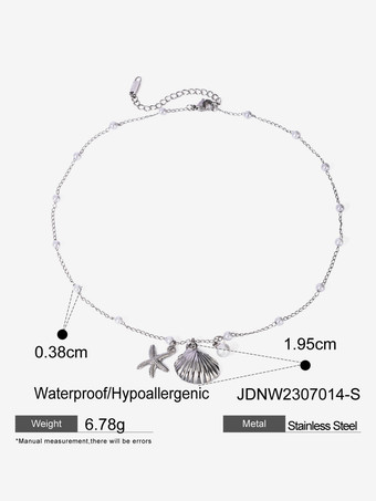 シルバー ネックレス パール シェル ヒトデ ビキニ バケーション シック ネックレス