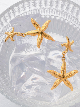 イヤリング デュアル ヒトデ メッキ ゴールド カービング シック 万能イヤリング