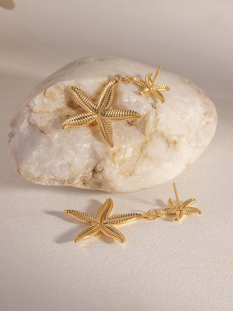 イヤリング デュアル ヒトデ メッキ ゴールド カービング シック 万能イヤリング