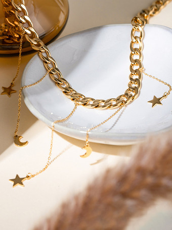 ステンレスネックレス ムーン スター ビキニ バケーション カジュアル シック ネックレス