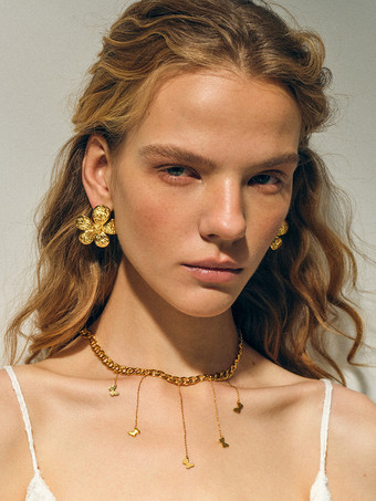 ゴールド ステンレスネックレス ムーン スター ビキニ バケーション カジュアル シック ネックレス