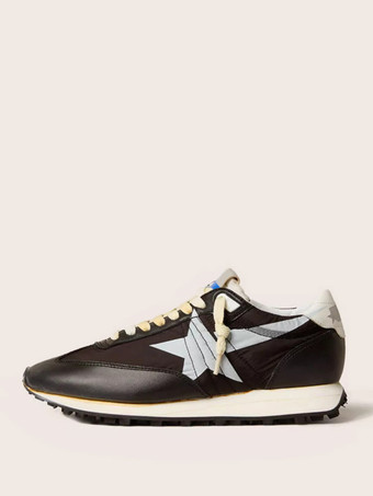 negro Zapatillas amarillas Zapatillas informales con cordones y punta redonda con estampado de estrellas