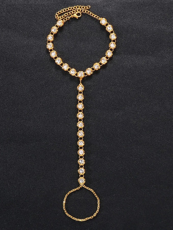 アンクレット スパークル クリスタル メタルベース ビーチ ベアフット サンダル