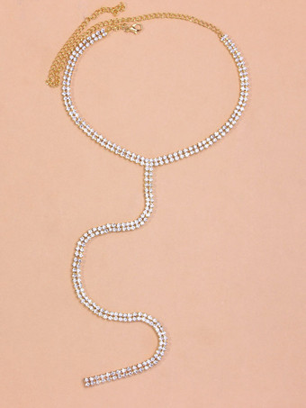 ゴールド ネックレス スパークルクリスタル メタルベースネックレス