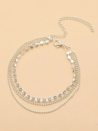 アンクレット 均等間隔のラインストーンが重ねられたタイムレスな夏のアンクルブレスレット