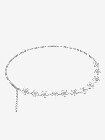 シルバー ボディチェーン 透かし彫り 花 ビキニ ビーチ 夏 ウエストチェーン