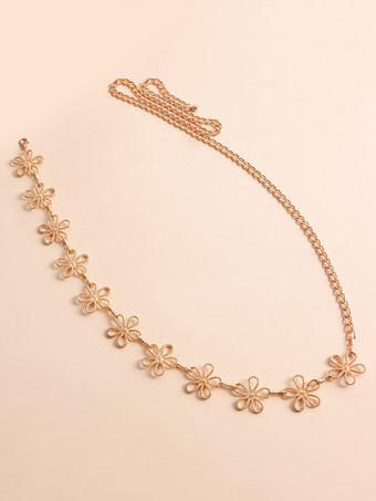 ボディチェーン 透かし彫り 花 ビキニ ビーチ 夏 ウエストチェーン