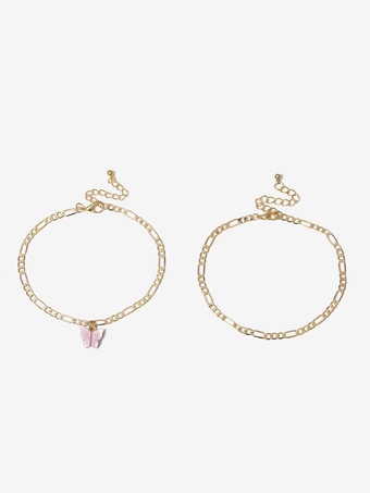 アンクレット スイートピンクの蝶のカットアウトアンクルブレスレット