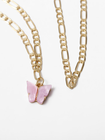 アンクレット スイートピンクの蝶のカットアウトアンクルブレスレット