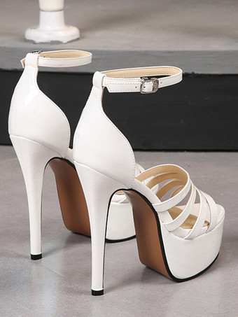 レディースヒールサンダル プラットフォーム PUレザーサンダル