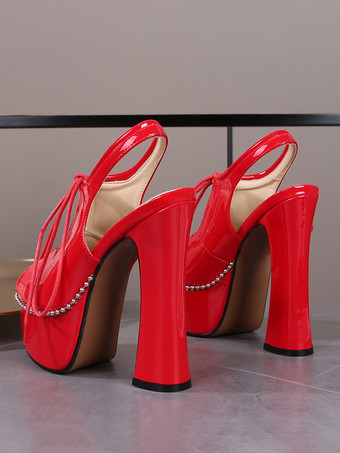 レディース ヒールサンダル ピープトゥサンダル プラットフォーム PUレザー