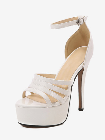 レディースヒールサンダル プラットフォーム PUレザーサンダル