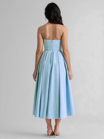 パーティードレス オフショルダー バックレス Aライン エレガント ミディドレス