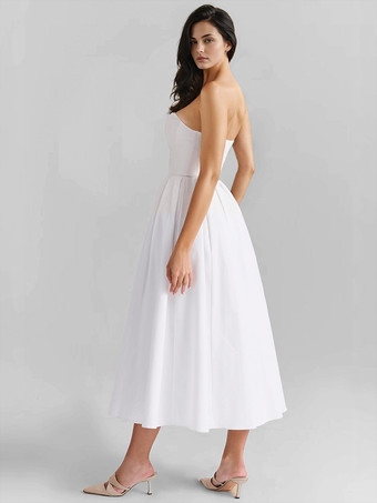 パーティードレス オフショルダー バックレス Aライン エレガント ミディドレス